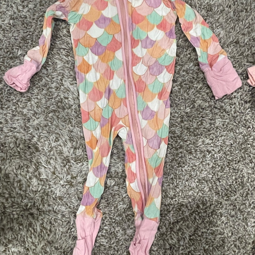 Colorful Scallop Pattern Kids One Piece